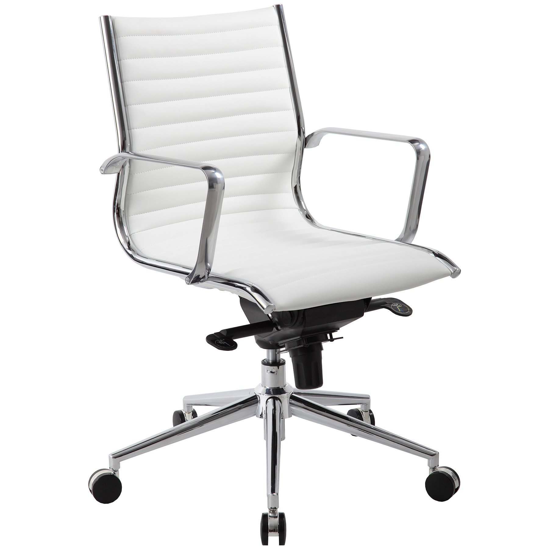 Abbey Medium Back White Leather Office Chairs Executive