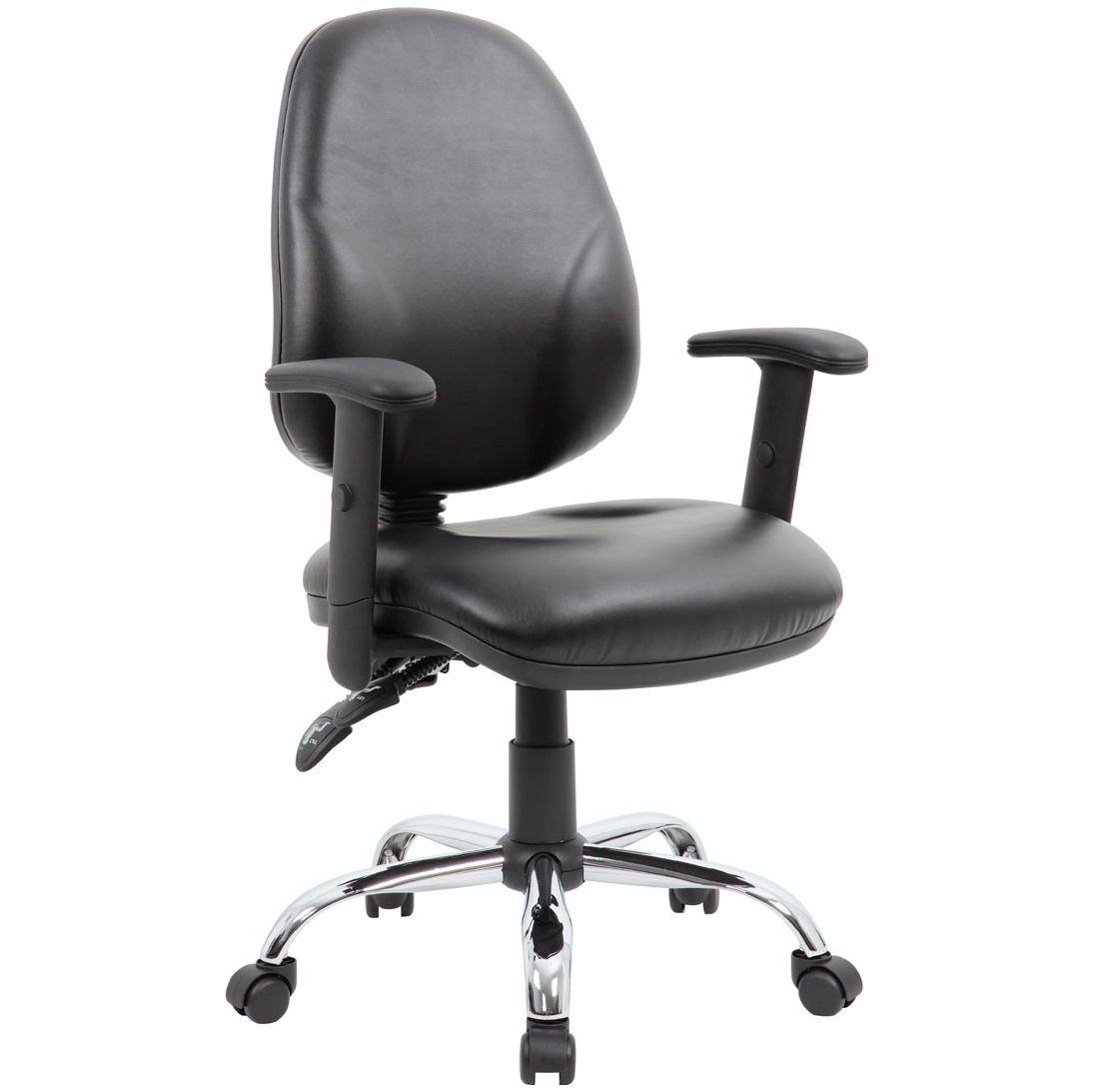 Comfort Ergo 2Lever Leather Chrome Operator Chairs