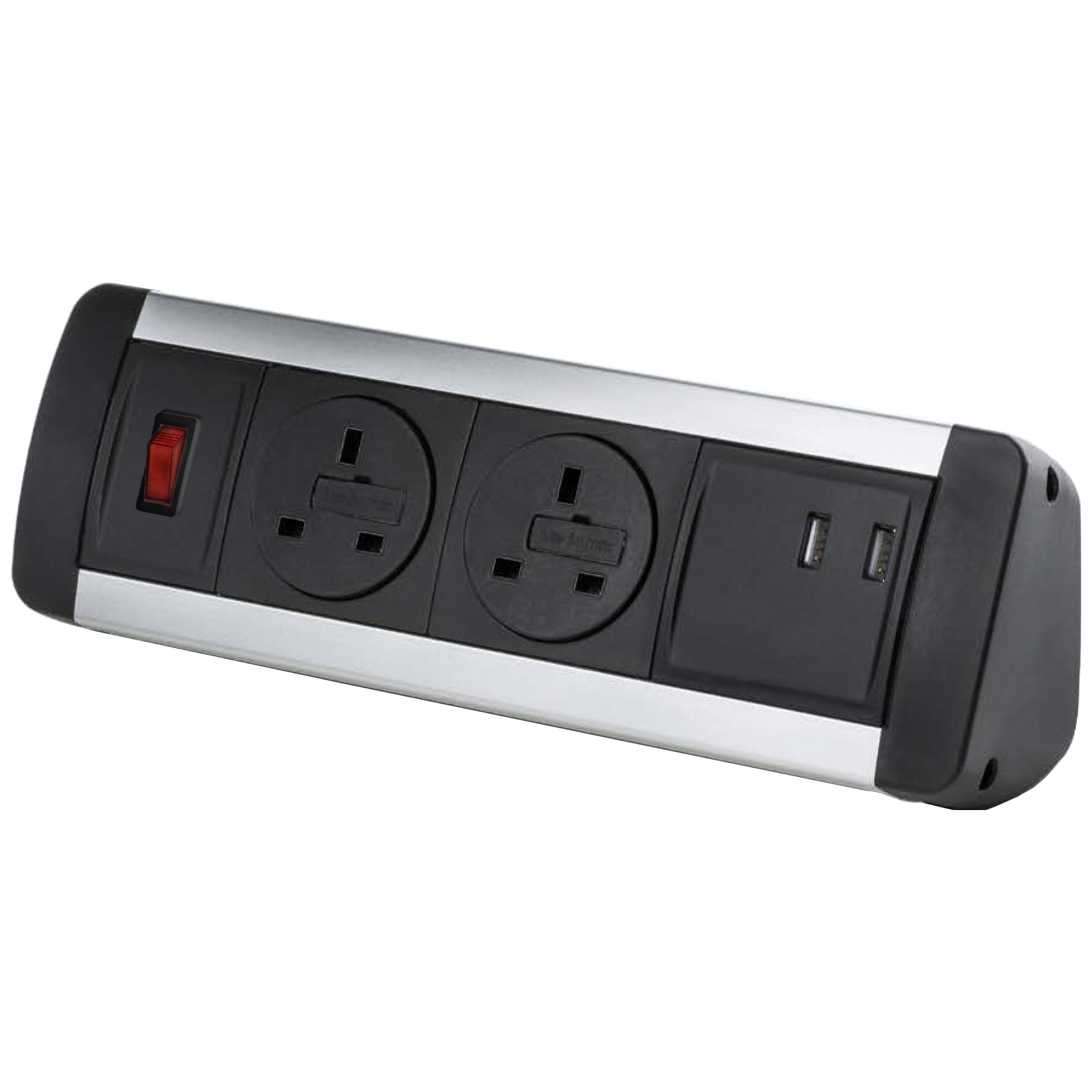 Desktop Power Module with 2 Mains Power Sockets and 2 USB Fast Charge ...