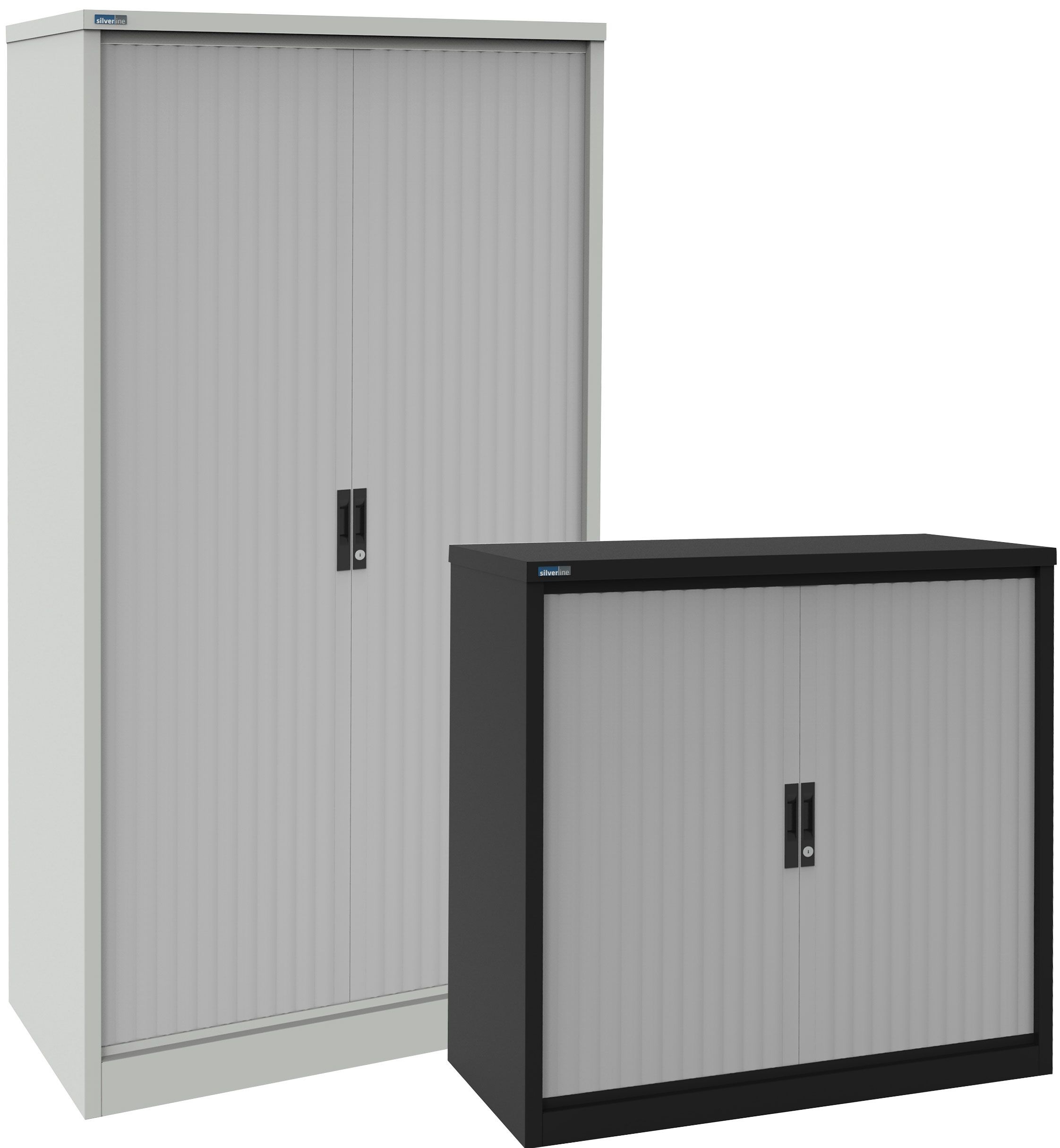 MID HEIGHT OFFICE FILING UNIT TAMBOUR IN GREY