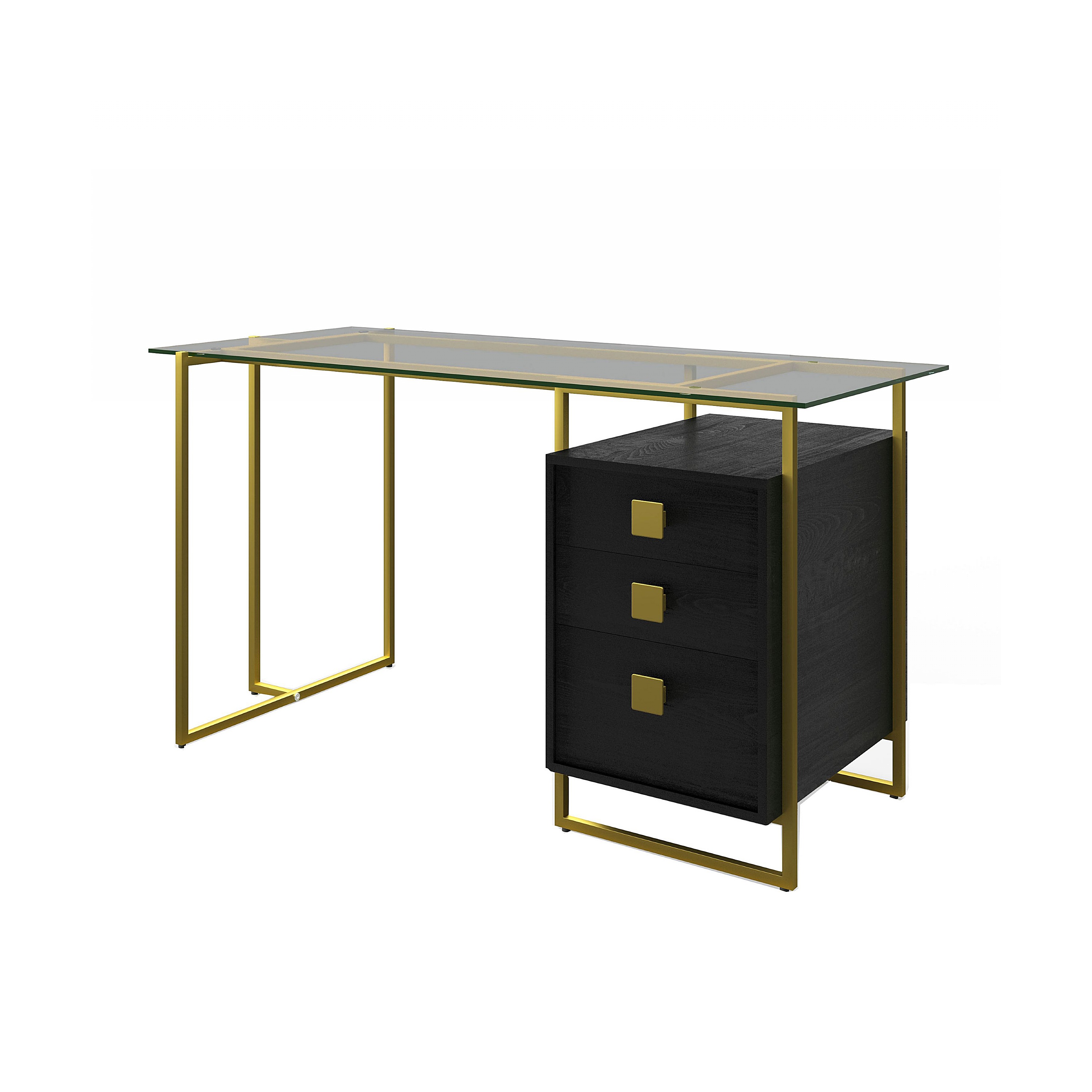 Archie Glass Home Office Desk With Pedestal